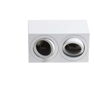 Bela dupla kocka GU10, nadgradna za dve sijalice, 155 × 95 × 80 mm