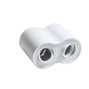 Beli dupli krug GU10, okrugla nadgradna svetiljka, visina 125 mm