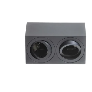 Crna dupla kocka GU10, nadgradna, mat telo 155 × 95 × 80 mm