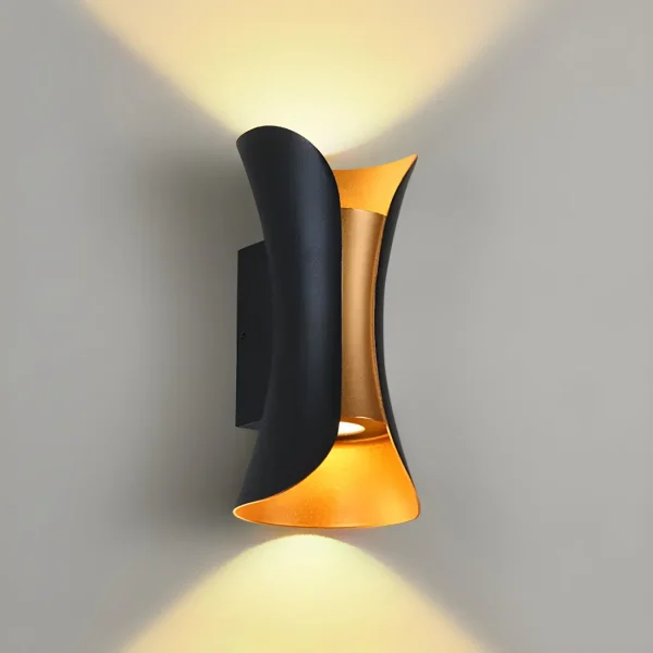 Crno-zlatna zidna lampa Fiore, 2x5W, IP54 | Ledtrake.rs