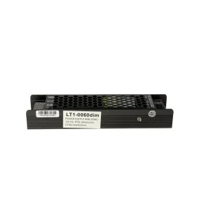 Dimabilno napajanje 12V 60W LT1-0060dim, bočna strana sa nalepnicom modela, IP20 i merama 195 × 49 × 30 mm