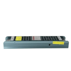 Dimabilno napajanje 24V 100W LT02-0130 položeno na bok, sivo rebrasto kućište sa etiketom modela na poklopcu