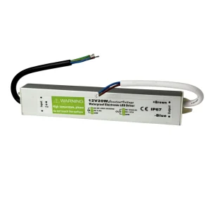 Napajanje 12V 20W IP67 sa nalepnicom Waterproof Electronic LED Driver, crnim ulaznim i belim izlaznim kablom