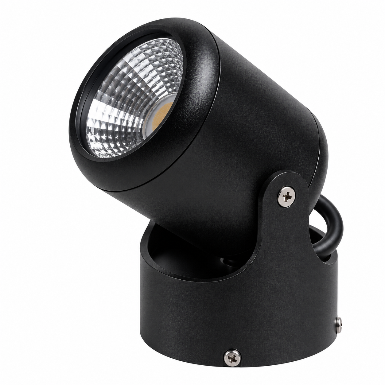 Crni nadgradni spot 7W 4000K / crni nadgradni spot 7W 3000K u crnom mat kućištu, sa srebrnim reflektorom oko COB diode i nosačem u obliku slova U