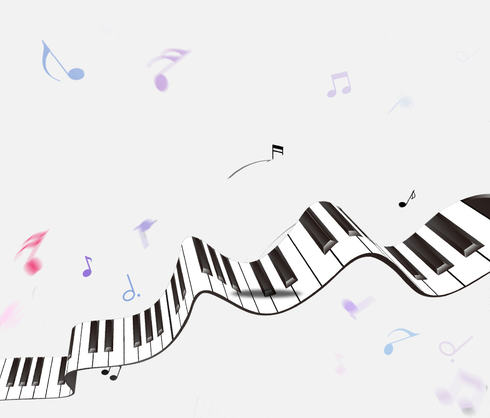 Talasasta klavijatura i note kao ilustracija režima u kome svetlo prati ritam muzike