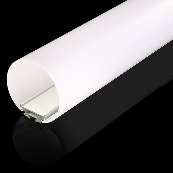 Viseći alu profil R-400 i R-1000: otvoren kraj okrugle mlečne cevi sa aluminijumskim nosačem za LED traku