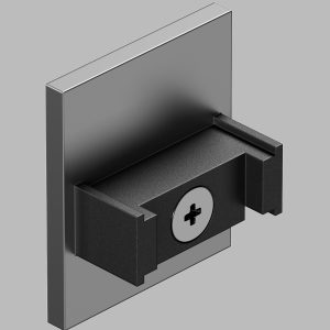 Završni čep LT12HP3H crni nikl, tamnosiva metalna ploča i crni umetak bez jezička na gornjoj strani, 3D prikaz