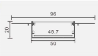Alu profil 5020PH za gips, sivi, PC difuzor, 96x20mm, 2m - Слика 2