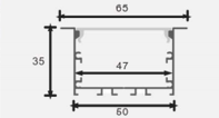 Alu profil 5035A crni za LED traku, PC difuzor, 65x35mm, 2m - Слика 2